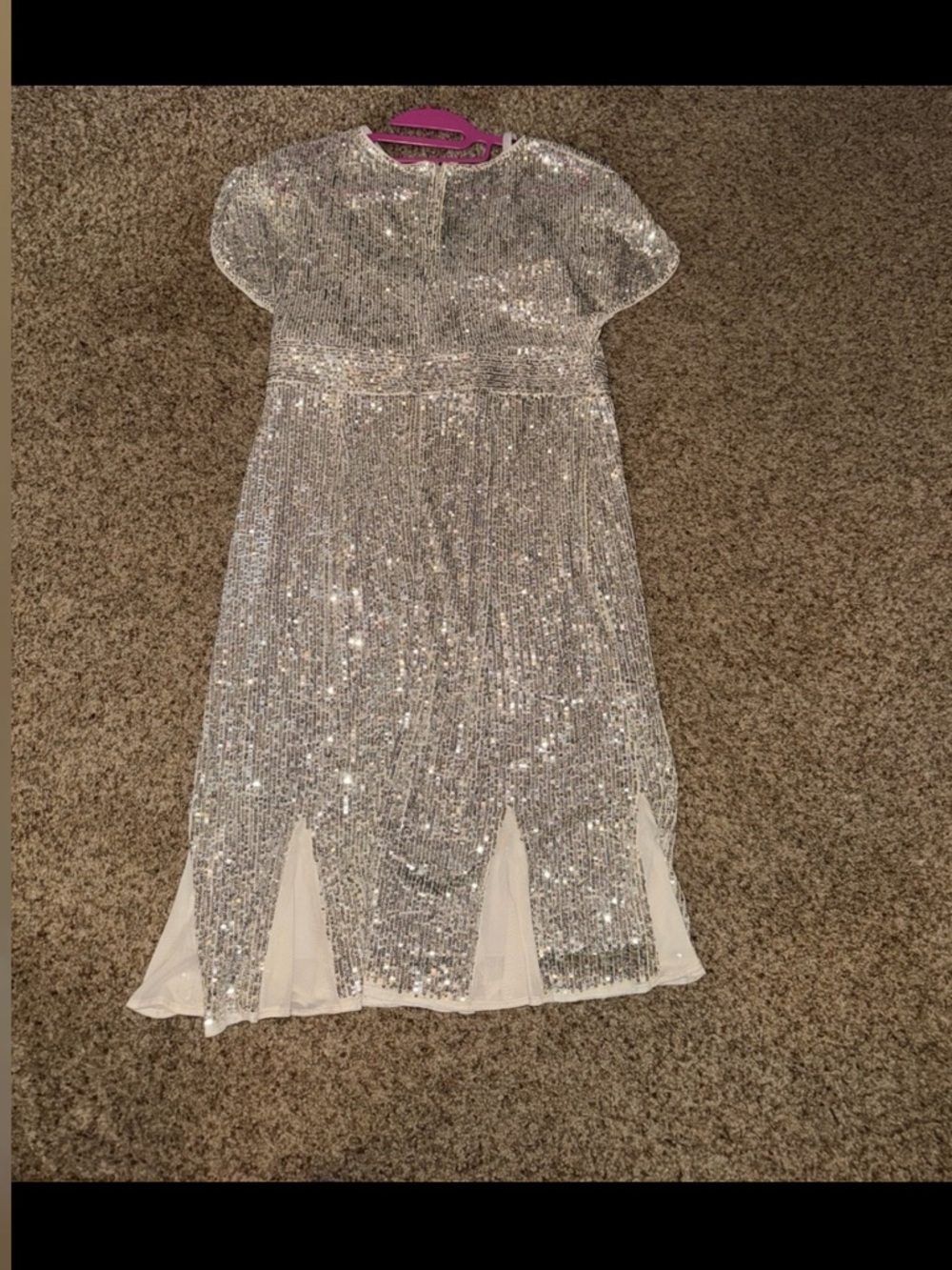 R & M Richards Silver Sequin Wrap-Style Girls Dress - Picture 5 of 5